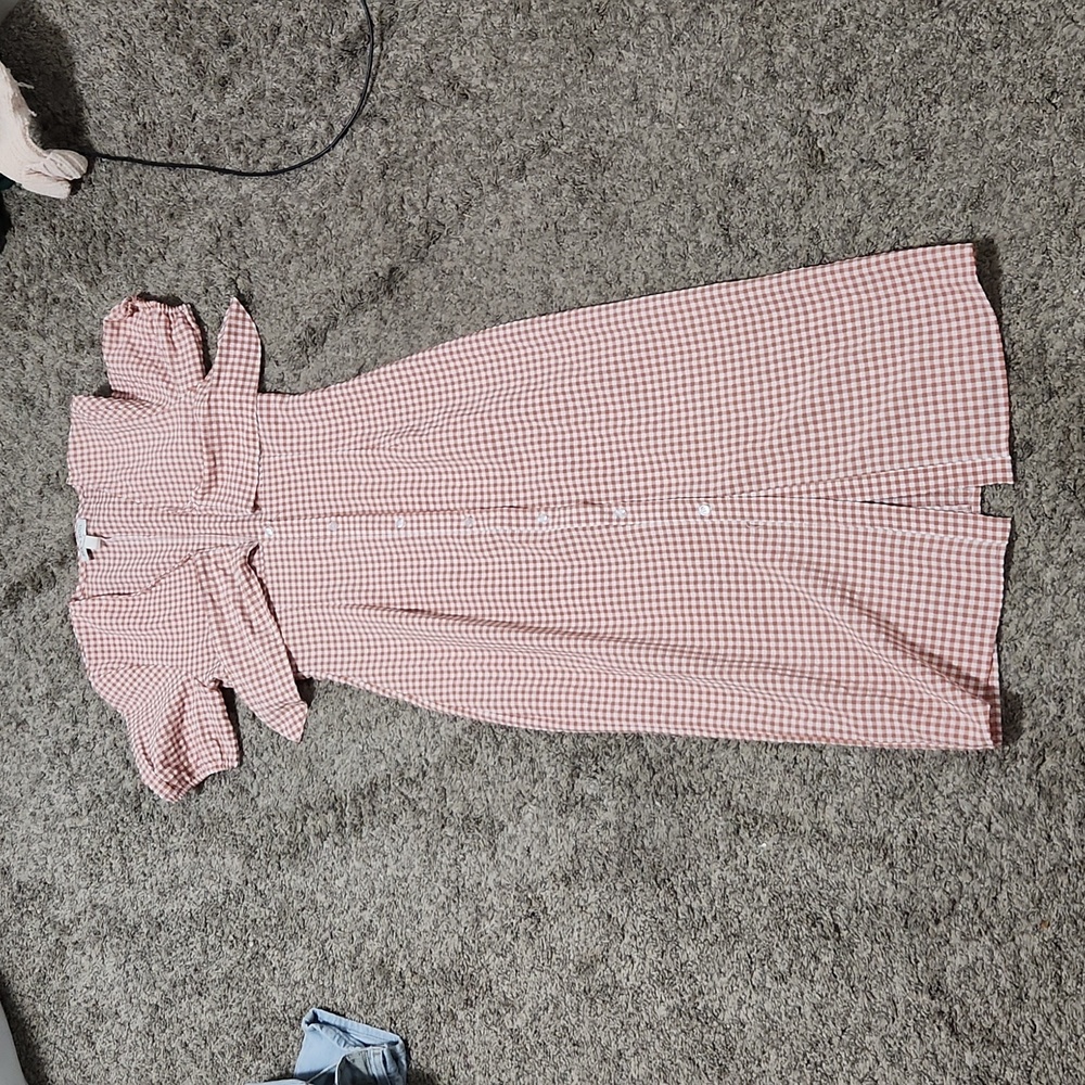 Maxi pink gingham tie top dress